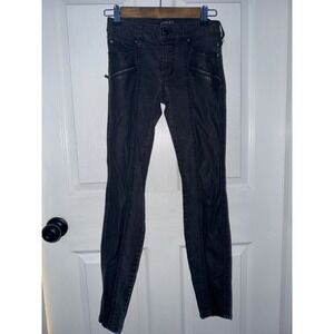 Joan Jett Tripp NYC Jeans 25x28 Black Faux Leather Panel Skinny Pants Goth Y2K